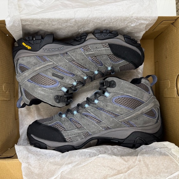 Merrell Womens Moab 2 II Mid Hiking Boot Grey Granite Waterproof Outdoor Shoe - Picture 9 of 9